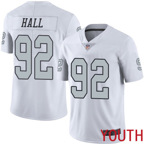Oakland Raiders Limited White Youth P J Hall Jersey NFL Football 92 Rush Vapor Untouchable Jersey